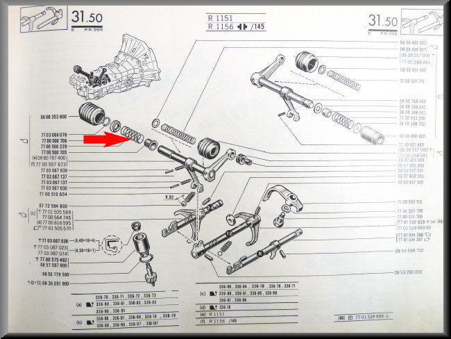 Gearbox spring (4-speed) – Renault 16 – OEM 7700500229