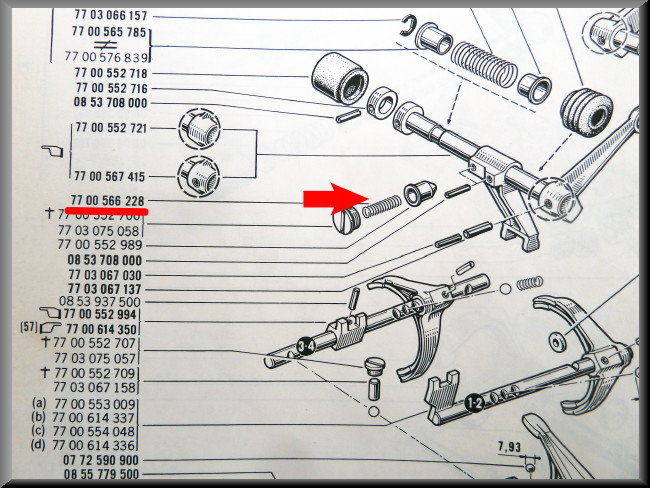 Ressort cliquet de blocage marche arrière (BV 5) – Renault 16 – OEM 7700566228