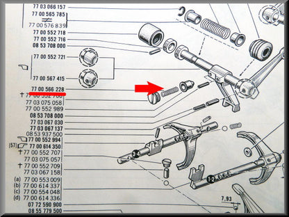 Ressort cliquet de blocage marche arrière (BV 5) – Renault 16 – OEM 7700566228