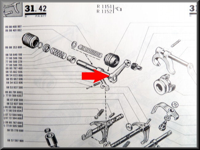 Levier de vitesses (4 rapports) – Renault 16 – OEM 888334
