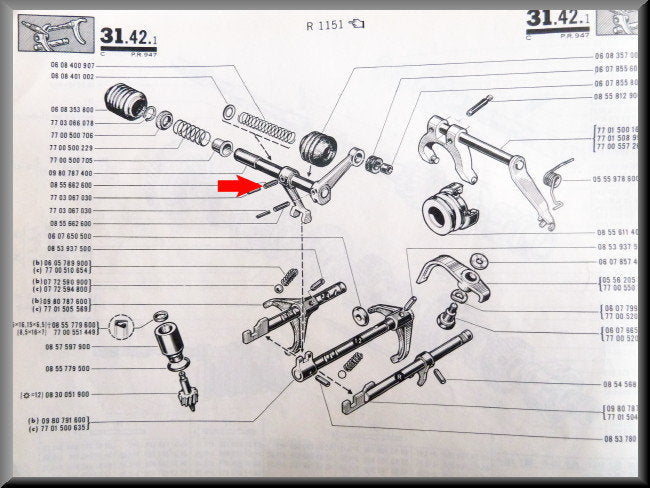 Goupille d'arrêt fourchette de commande centrale (BV 4 rapports) – Renault 16 – OEM 0855662600