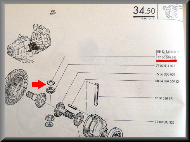 Glijlager satellietwiel – Renault 12 – Renault 15 - Renault 16 - Renault 17 -  OEM 7700546895 / 0852839500