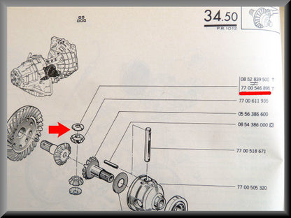 Glijlager satellietwiel – Renault 12 – Renault 15 - Renault 16 - Renault 17 -  OEM 7700546895 / 0852839500