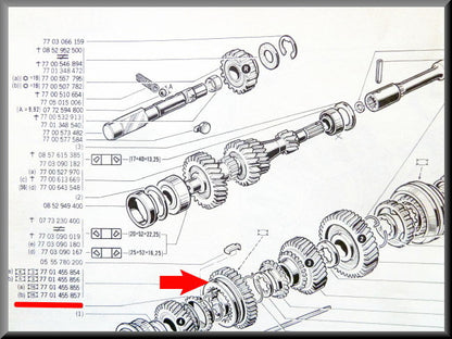 Tandwiel achteruit met synchronisatie naaf (37 tanden) – Renault 12 – Renault 16 - OEM 7701455857A