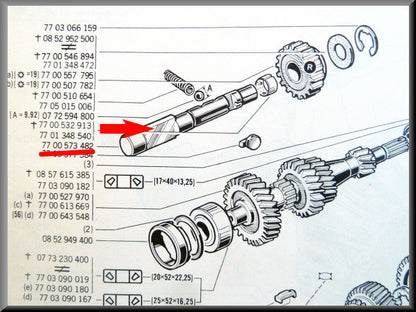 As achteruit tandwiel – Renault 12 – Renault 16 - OEM 7700573482