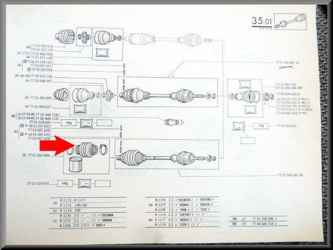 Aandrijfashoes (Binnenste diameter: 53mm. Lengte: 125mm) – Renault 12 – Renault 15 - Renault 16 - Renault 17OEM 7701000986