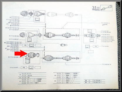 Aandrijfashoes (Binnenste diameter: 53mm. Lengte: 125mm) – Renault 12 – Renault 15 - Renault 16 - Renault 17OEM 7701000986