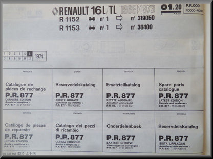 P.R. 877 dernière édition – Renault 16 TL, L