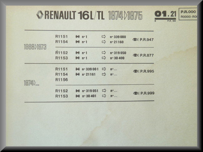 P.R. 999 édition 2 – Renault 16 TL, L