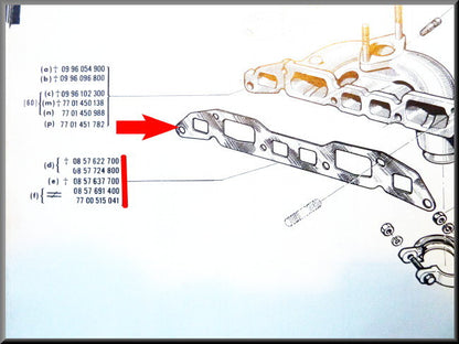 Joint collecteur admission+échappement – Renault 16 L-TL type 1 (1150-1152 1153-1157) – OEM 0857622700B