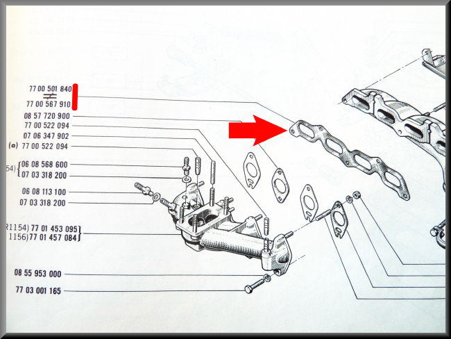 Joint de collecteur d'échappement (2,0 mm) – Renault 16 TX, TS – Renault 12 Gordini – Alpine A110, A310 – Renault divers – OEM 7700501840A