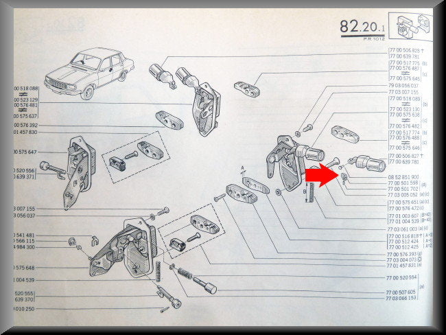 Pêne de serrure de porte – Renault 12 – Renault 4 – Renault 16 – Renault 17 – OEM 7700501598