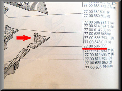 Hoekstuk binnenscherm links – Renault 12 – OEM 7700506090