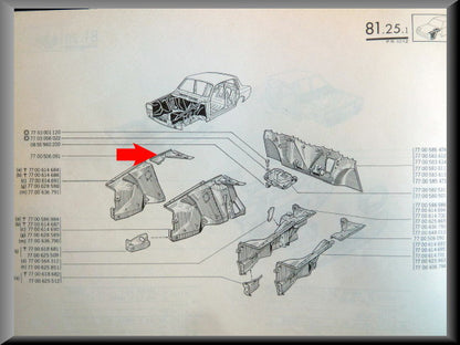 Hoekstuk binnenscherm rechts – Renault 12 – OEM 7700506091