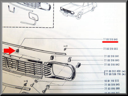 Agrafe de fixation pour calandre – Renault 12 – OEM 7700519840