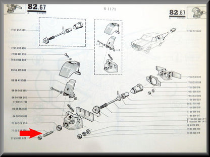 Loqueteau de hayon avec écrou et caoutchouc – Renault 12 – OEM 7700528359