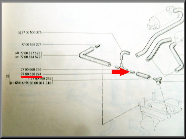 Tuyau d'air Venturi carburateur Renault 12 – OEM 7700538274