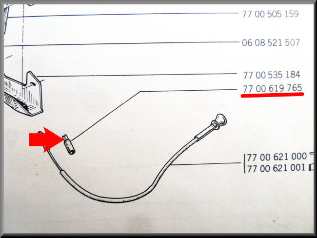 Geleiding motorkap kabel – Renault 12 – Renault 5 - REnault 18 -  OEM 7700619765