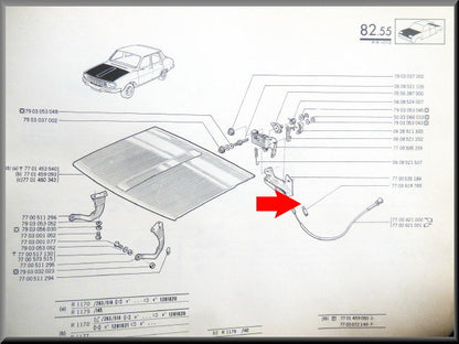Geleiding motorkap kabel – Renault 12 – Renault 5 - REnault 18 -  OEM 7700619765
