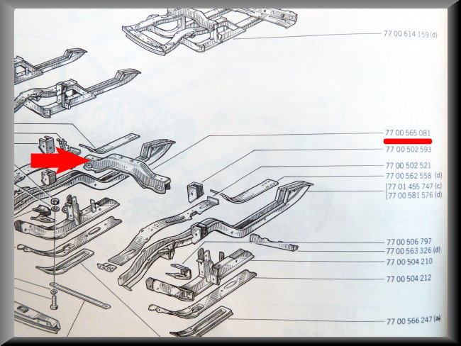 Traverse de colonne de direction – Renault 12 – OEM 7700565081