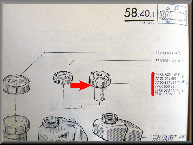 Dop remvloeistof reservoir – Renault 12 – Renault 15 - Renault 17 - Renault 16 - OEM 7701348911