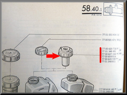 Dop remvloeistof reservoir – Renault 12 – Renault 15 - Renault 17 - Renault 16 - OEM 7701348911
