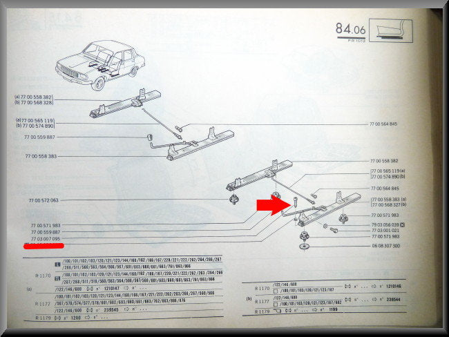 Boulon rail de siège – Renault 12 – Renault 15 – Renault 17 – OEM 7703007095