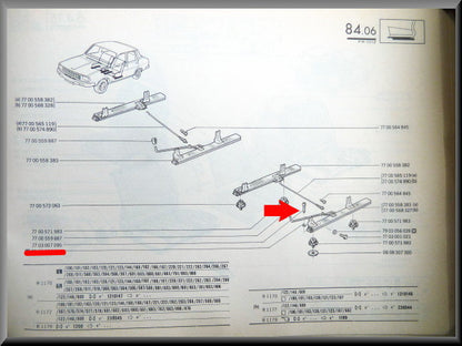 Boulon rail de siège – Renault 12 – Renault 15 – Renault 17 – OEM 7703007095