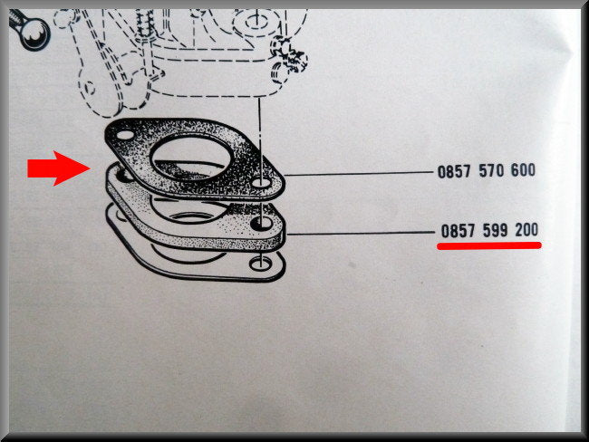 Plaque isolante d'embase de carburateur (sans joint) – Renault 16 (1150) – OEM 0857599200