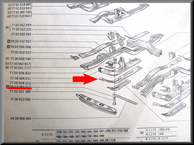 Bas de caisse droit – Renault 12 – Renault 15 - Renault 17 - OEM 7700504213