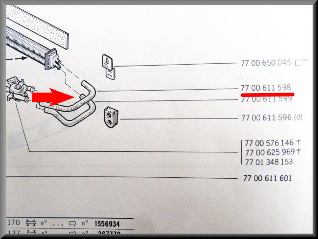 Tuyau de chauffage – Renault 12 – Renault 15 - OEM 7700611598