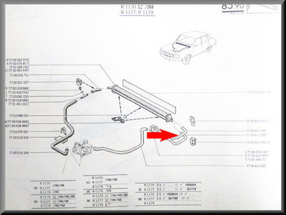 Tuyau de chauffage – Renault 12 – Renault 15 - OEM 7700611598