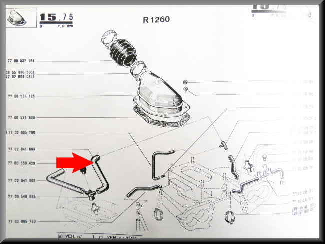 Carburateurslang – Renault 12 - Renault 15 - OEM 7702041603
