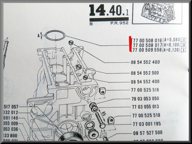 Voetpakking cilindervoering – Renault 12 Gordini –  – Renault 15 - Renault 17 - Renault 16 - OEM 7700508016 / 7700508017 / 7700509556