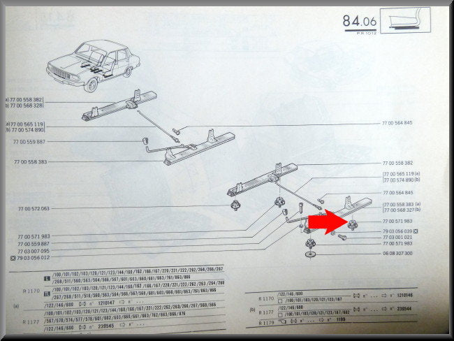 Bague de remplissage glissière de siège – Renault 12 – Renault 15 - Renault 17 - OEM 7700571983