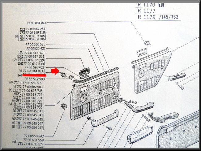 Fixation d'accoudoir avec écrou avant – Renault 12 – OEM 7703044014