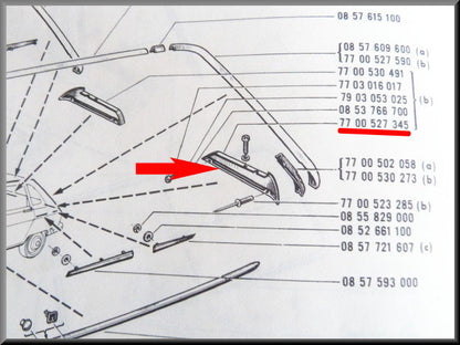 Sierstuk achterzijde links  – Renault 16 – OEM 7700527345A – Used