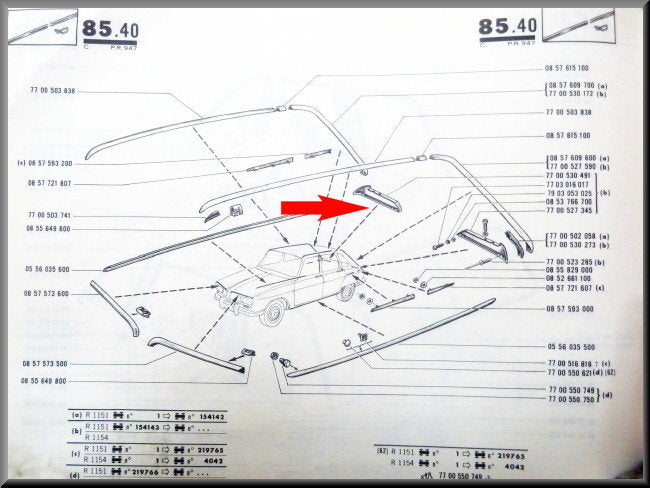 Pièce d'ornement arrière droite – Renault 16 – OEM 7700530491