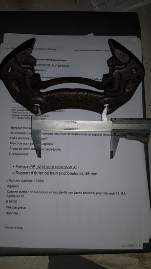 Support d'étrier 48 mm (vis incluses) – Renault 16 - Renault 8 - Alpine A110