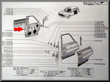 Portier rechts achter Break – Renault 12 – OEM 7700655042