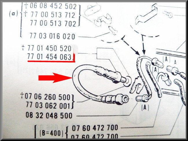 Kit flexibles de frein avant – Renault 16 – OEM 7701450520