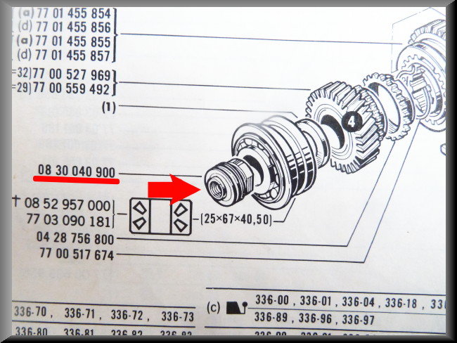 Vis sans fin (boîte 4) – Renault 16 – OEM 0830040900