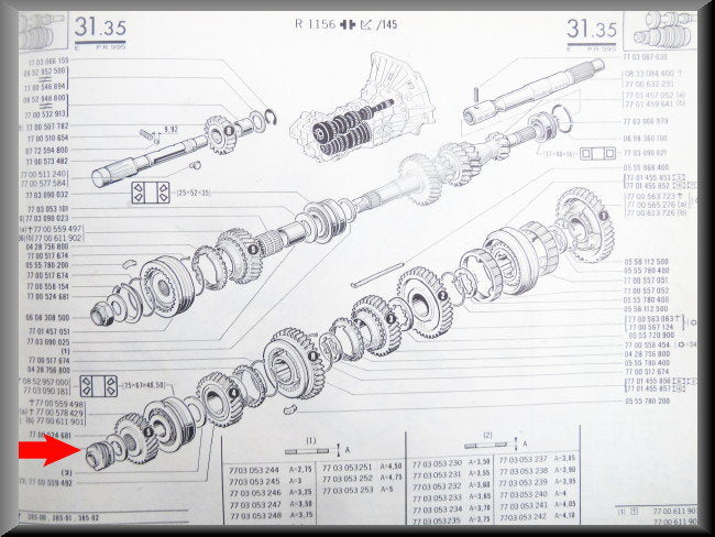 Wormwiel 385 bak (5 bak) – Renault 16 – OEM 7700611098A – Used