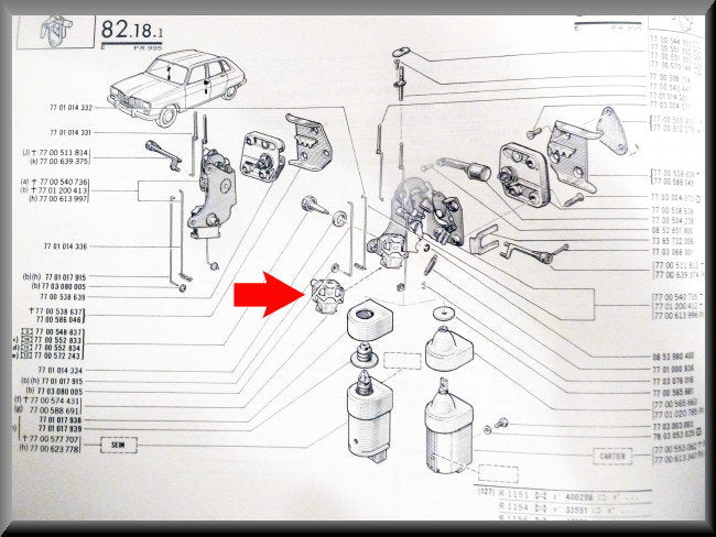 Interrupteur électromagnétique verrouillage centralisé – Renault 16 TX type 1 – OEM 7700547431