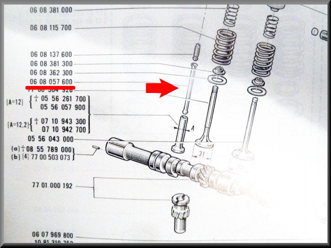 Tige de culbuteur – Renault 16 TL, GLS, L – OEM 0608057600 / 0608424600