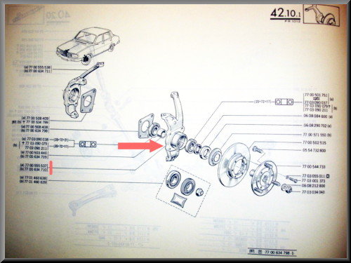 Fusée gauche – Renault 12 – OEM 7700555537