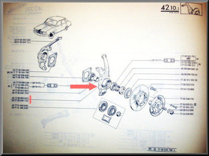Fusée gauche – Renault 12 – OEM 7700555537