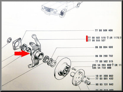 Fusée gauche – Renault 12 – OEM 7700555537
