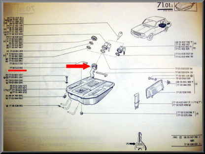 Tuyau de remplissage en caoutchouc pour réservoir d'essence – Renault 12 – OEM 7700510492