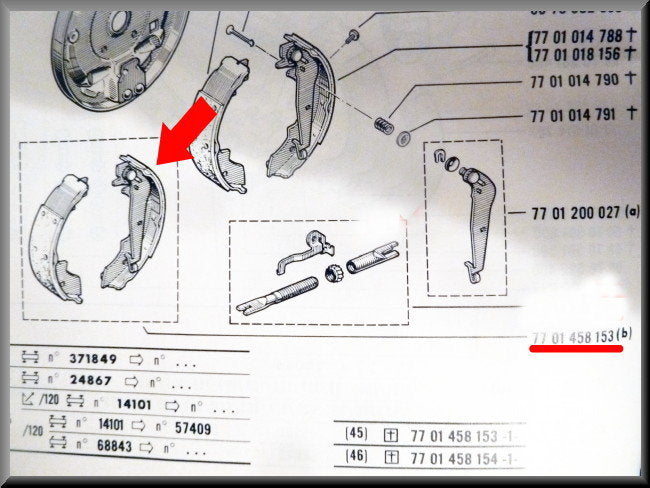 Brake shoes (Girling system) – Renault 16 – Renault 20-30 - Renault 25 - OEM 7701458153